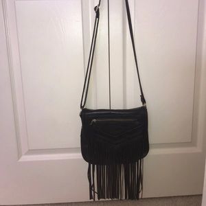 Black Crossbody Purse with Fringe